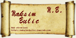 Maksim Bulić vizit kartica
